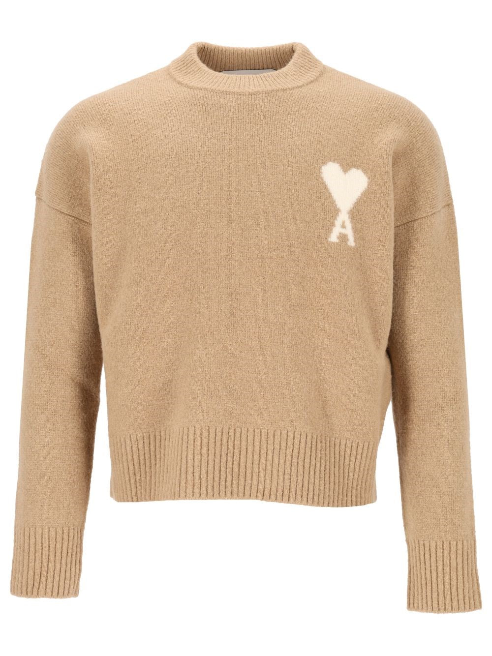Ami Crew Neck Sweater Ami De Cœur - Beige