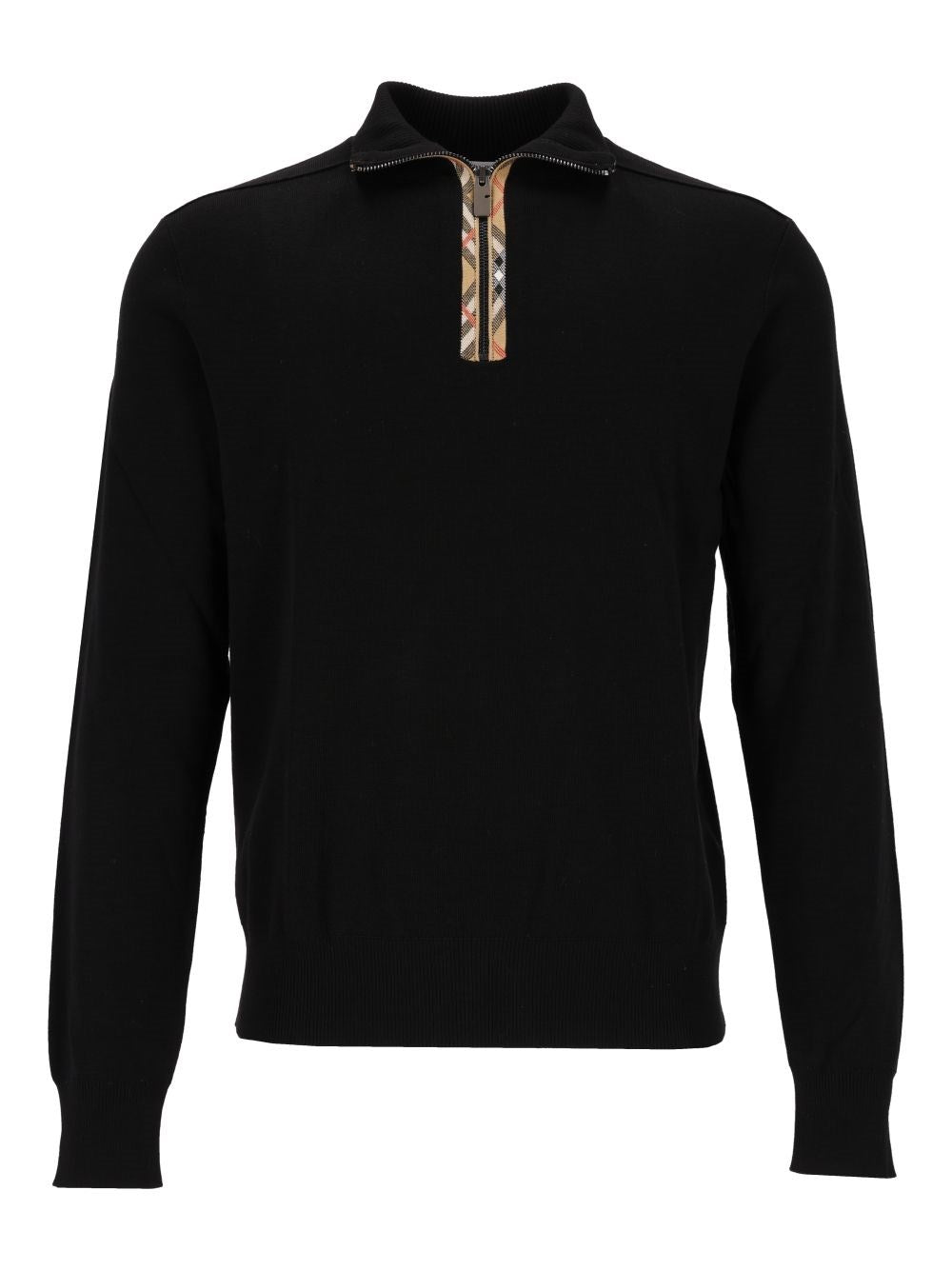 Burberry Cameron Wool Half-Zip Sweater - Black
