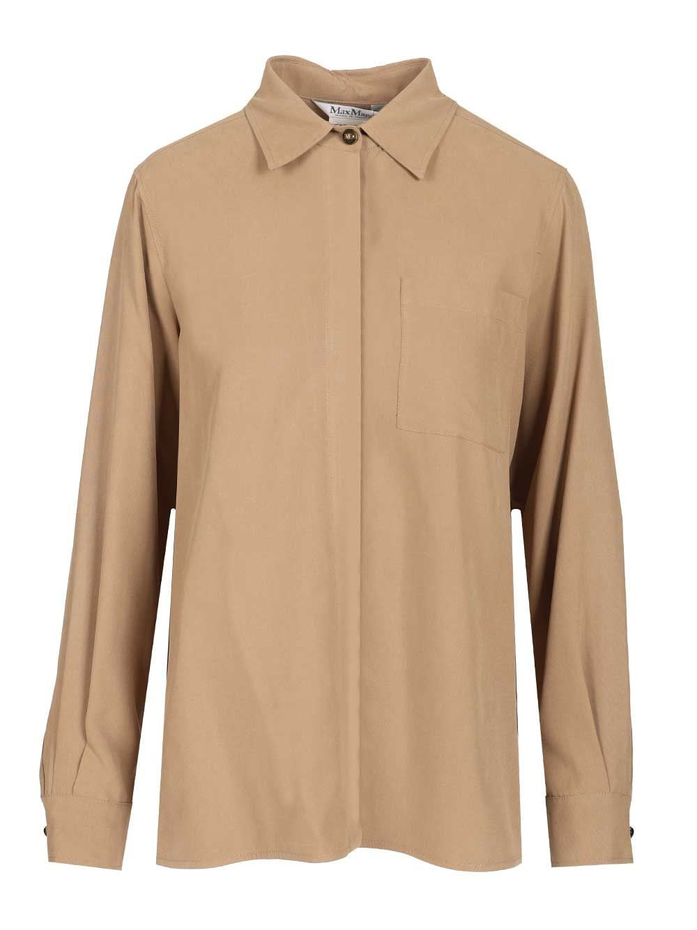 Max Mara Siamese Shirt In Washed Silk - Brown