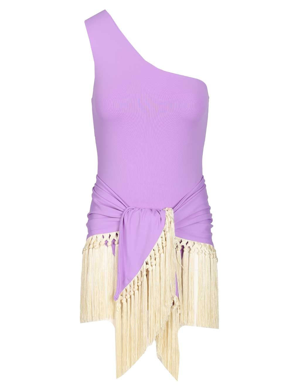 Taller Marmo Yacare One-Piece Swimsuit And Pareo Set - Viola
