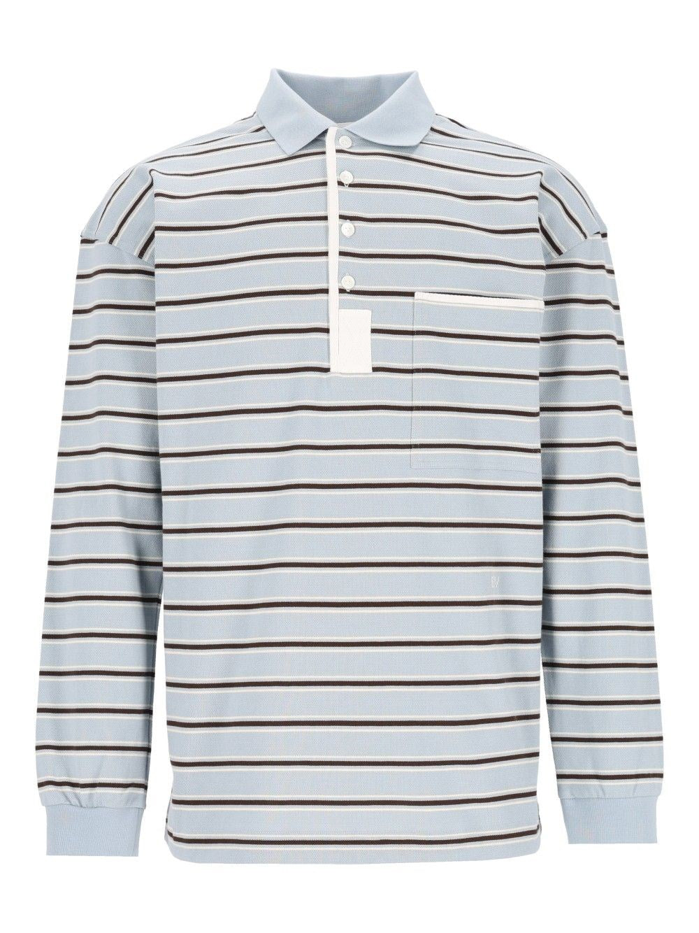 Bottega Veneta Striped Polo Shirt - Sky Blue