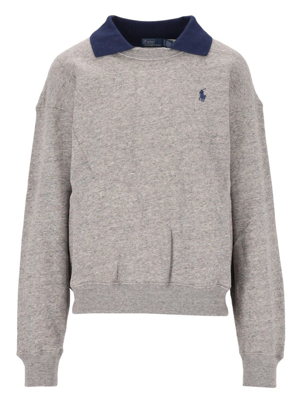 Polo Ralph Lauren Crew Neck Sweatshirt With Polo Collar - Grey