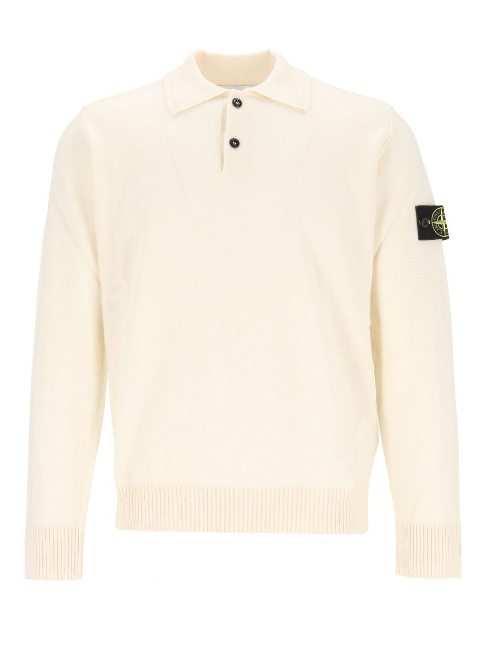 Stone Island Lightweight Wool Polo Sweater Geelong Rws - White