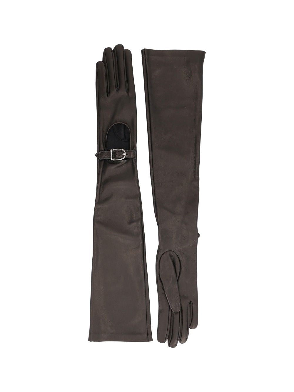 Durazzi Milano Long Leather Gloves With Silk Lining - Black