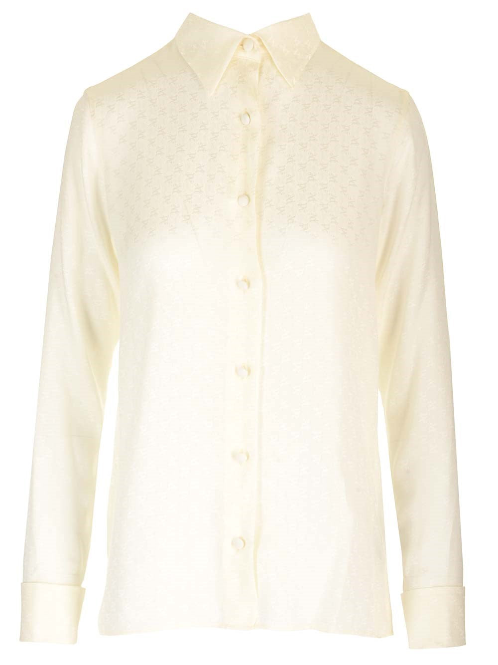 Palm Angels Silk Shirt With Monogram - White