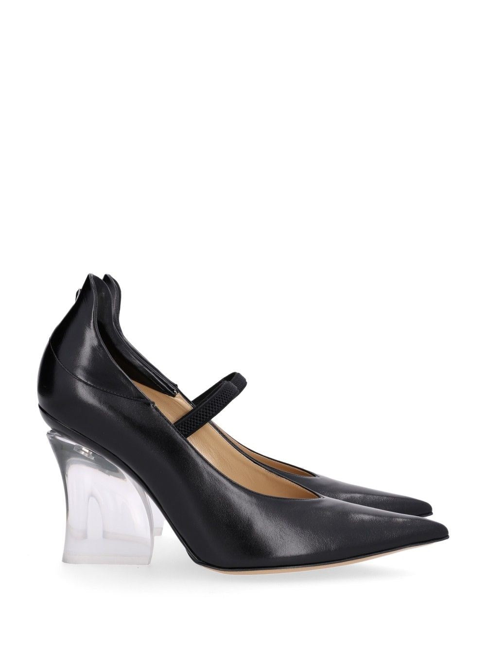 Fendi Leather Pumps With Transparent Heel - Black