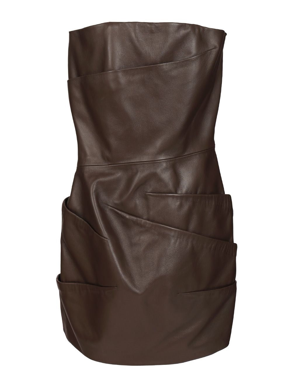 The Attico Mini Leather Dress - Brown