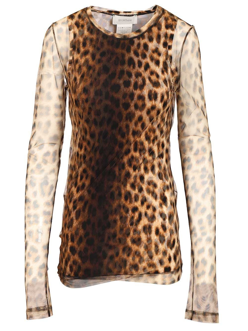Sportmax Animal Print Bi-Material Top