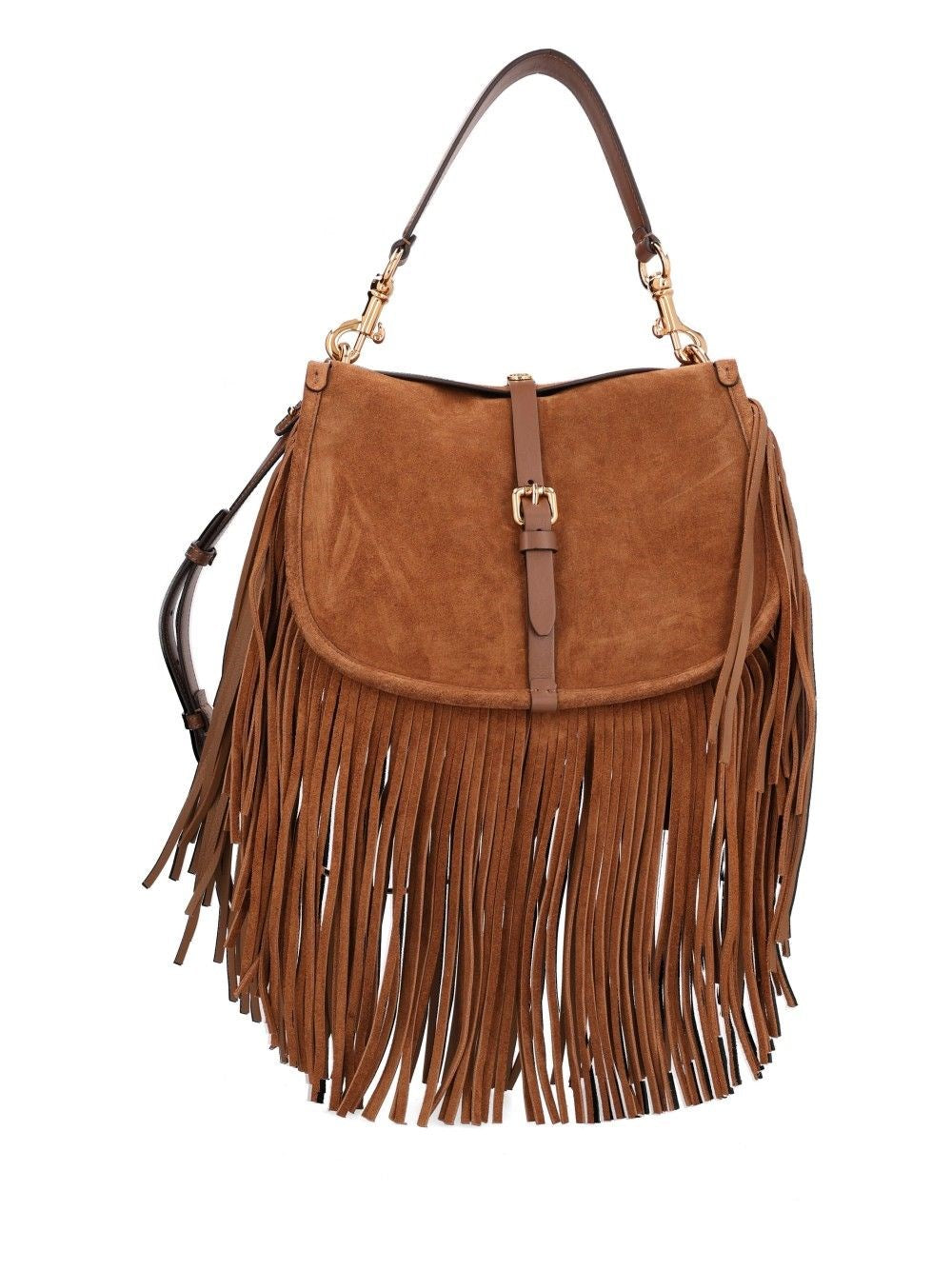 Etro Medium Pony Suede Bag With Fringes - Brown