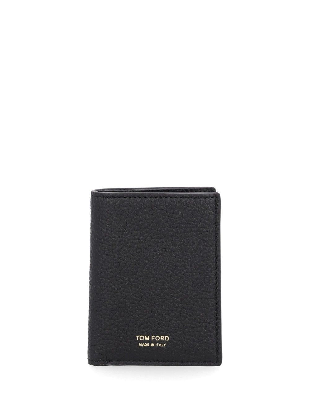 Tom Ford T Line Folding Leather Card Holder - Black