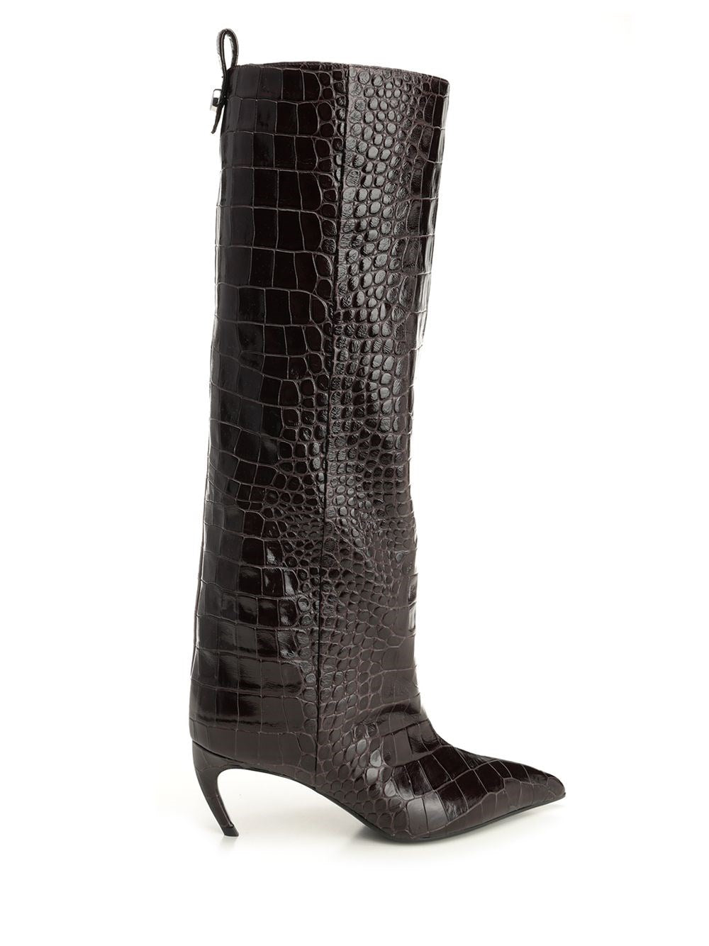 The Attico 'Lea' Crocodile Effect Boot - Brown