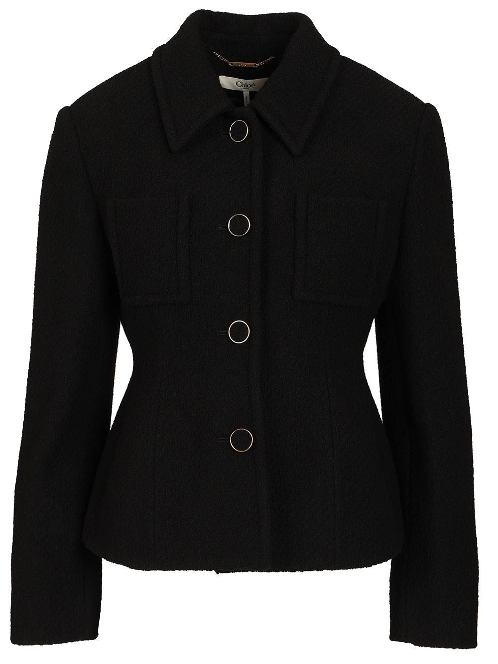 Chloe' Short Single-Breasted Blazer - Black