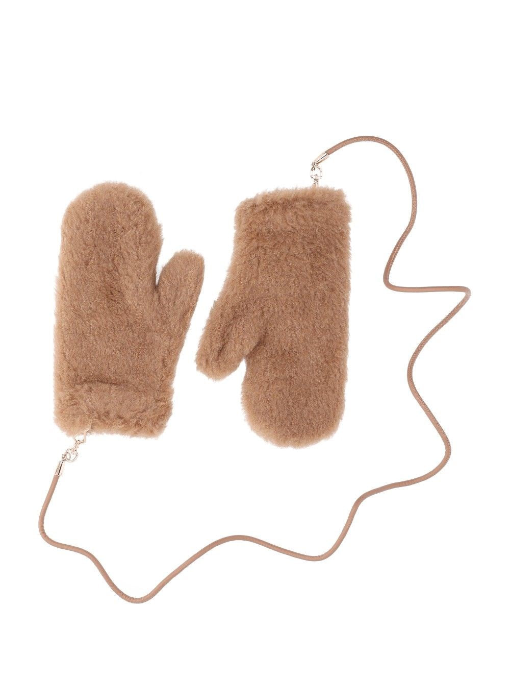 Max Mara Teddy Fabric Mittens - Beige