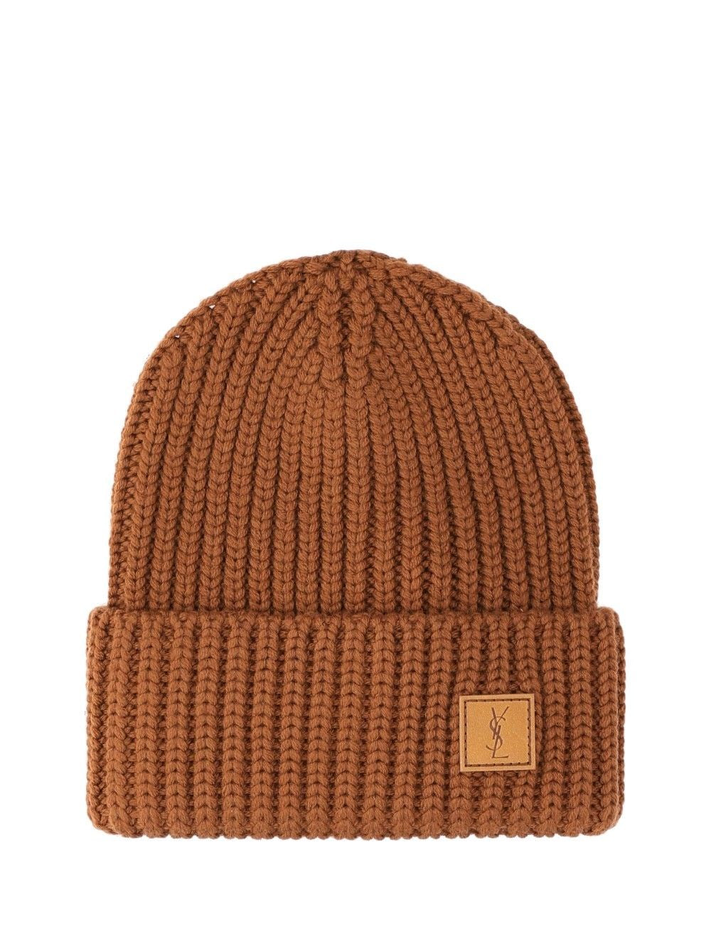 Saint Laurent Ysl Wool Hat - Brown