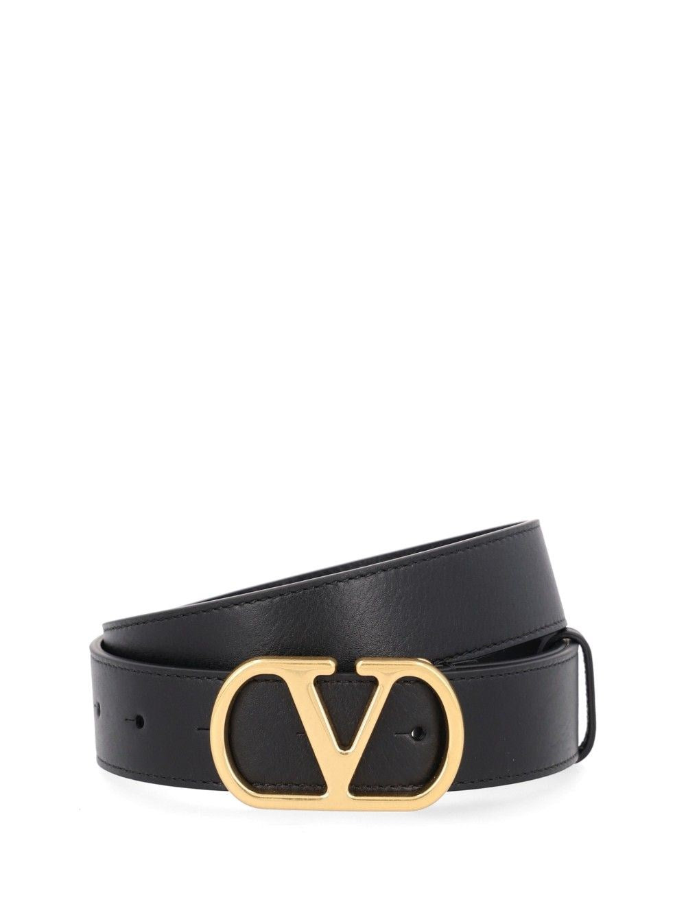 Valentino Garavani Vlogo Signature Leather Belt - Black