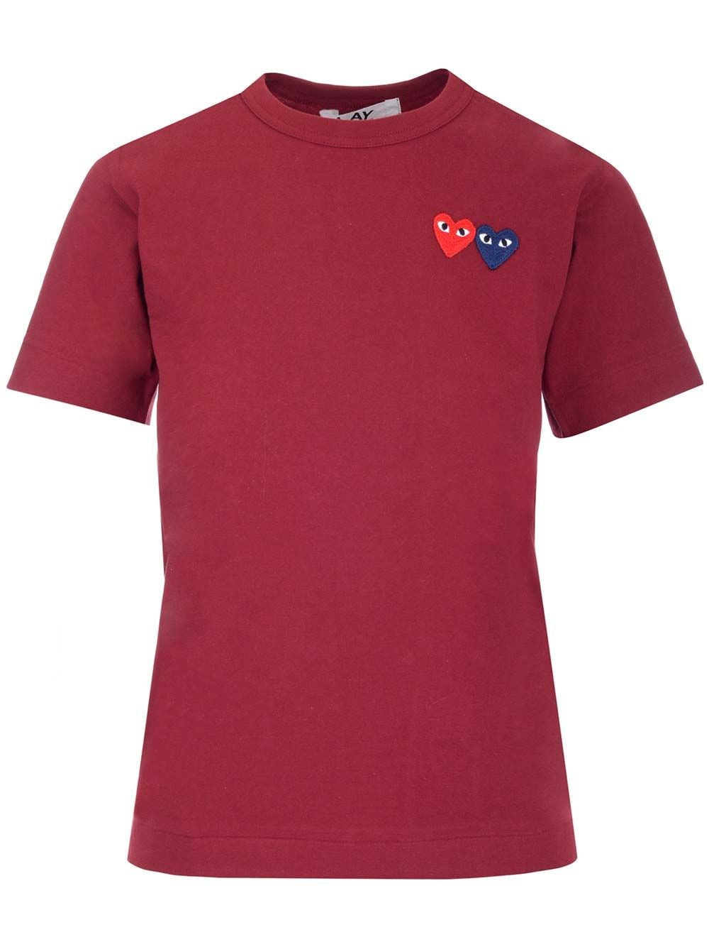 Comme Des Garcons Play Multi Hearts T-Shirt - Bordeaux