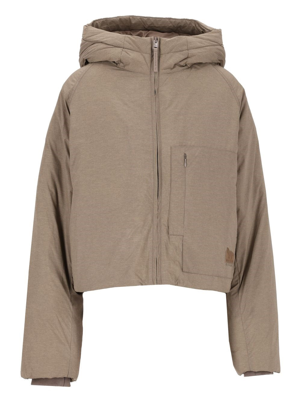 Maison Kitsuné Cropped Down Jacket With Hood - Beige