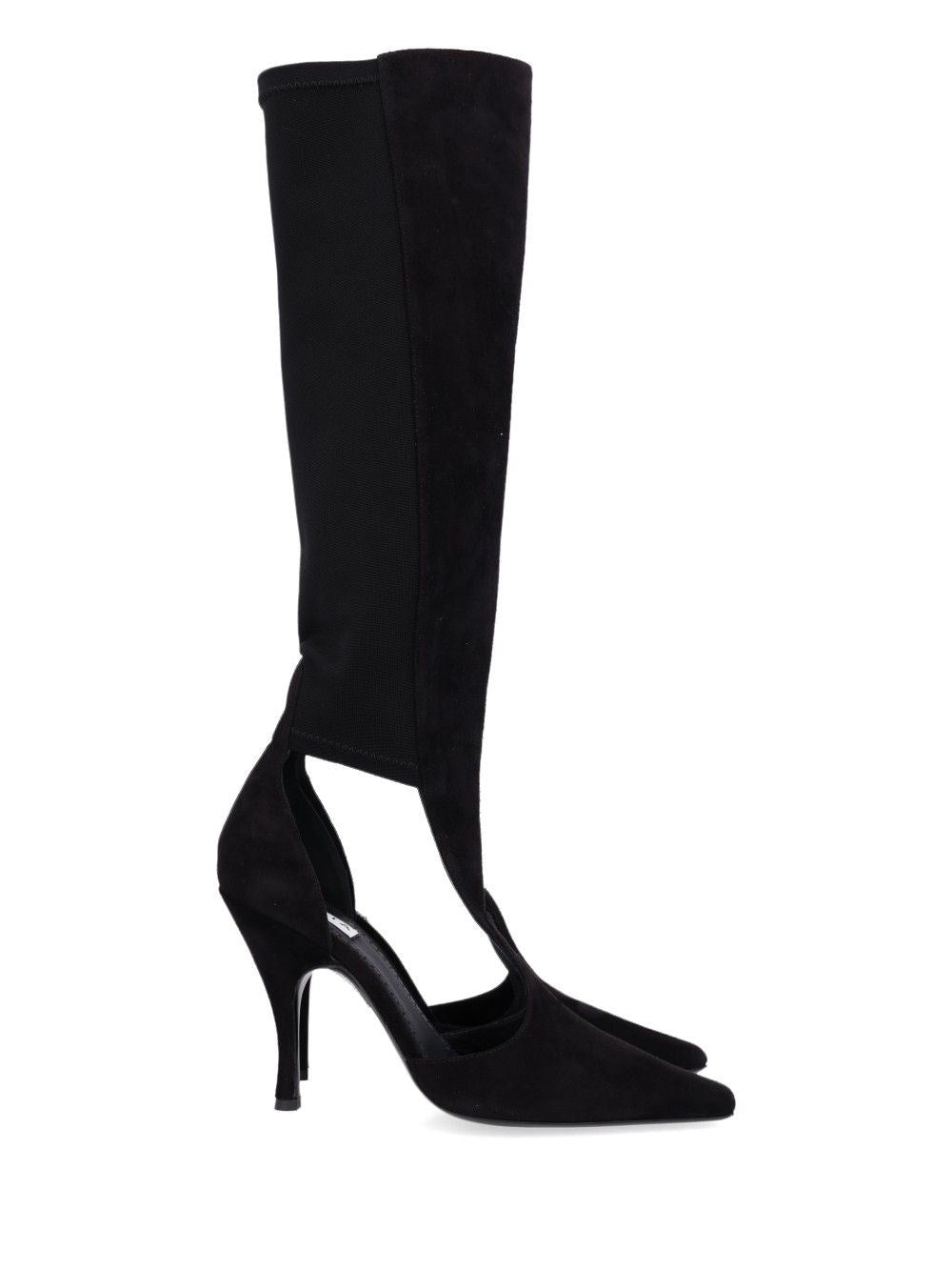 Alaïa Suede Cut-Out High Boots - Black