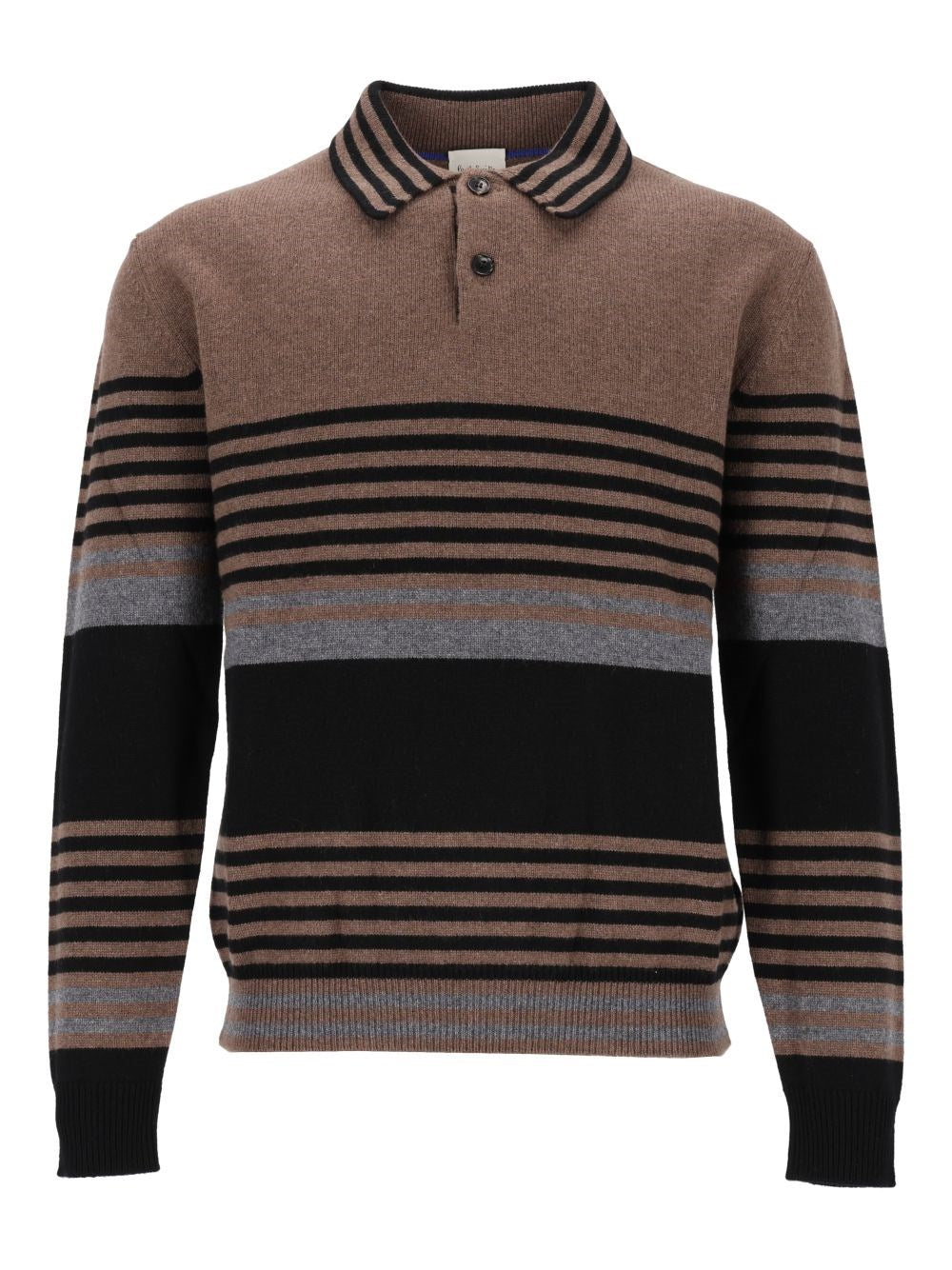Paul Smith Striped Cashmere Polo Sweater - Brown