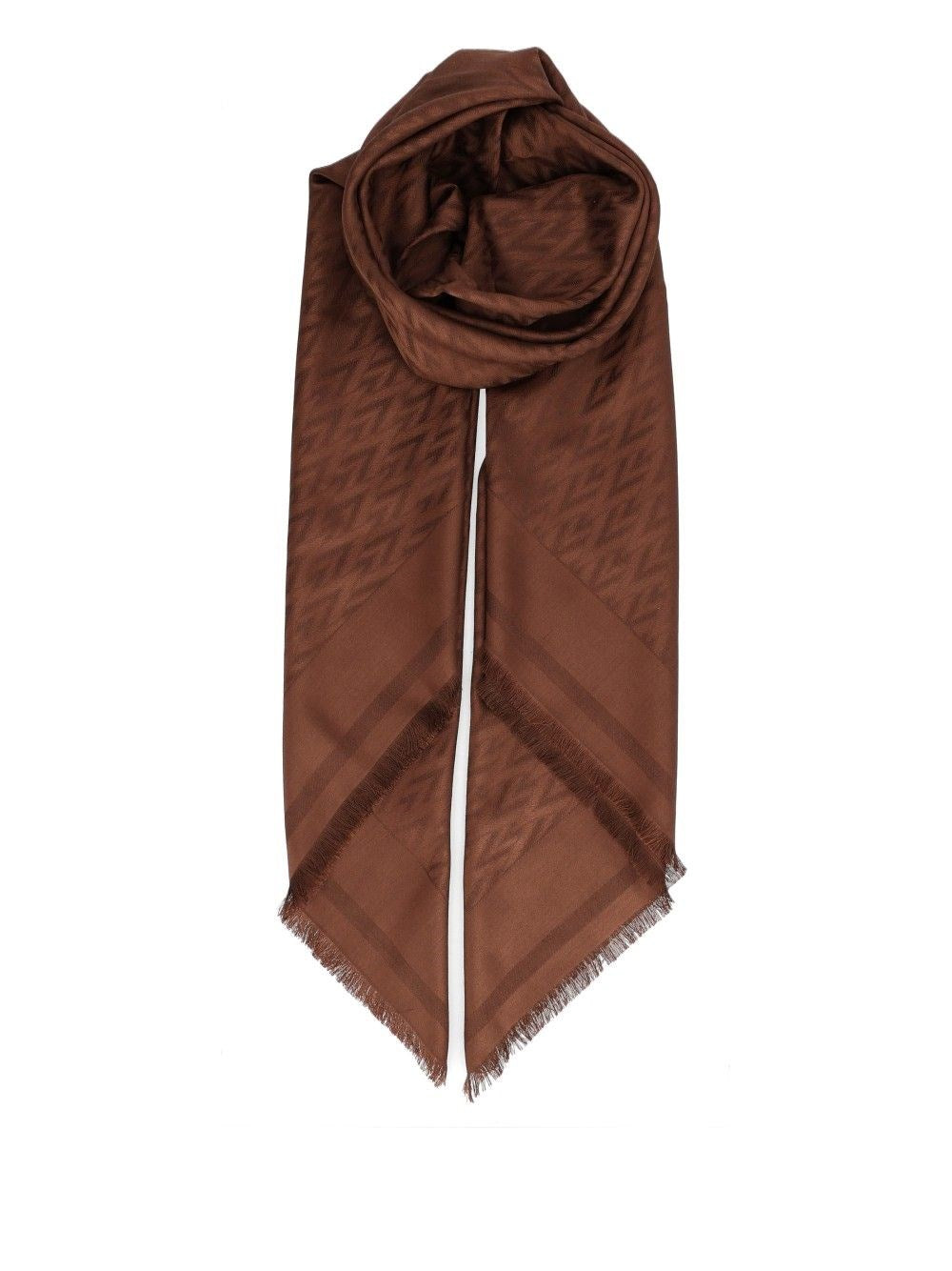 Valentino Garavani "Toute La V" Shawl In Wool And Silk - Brown