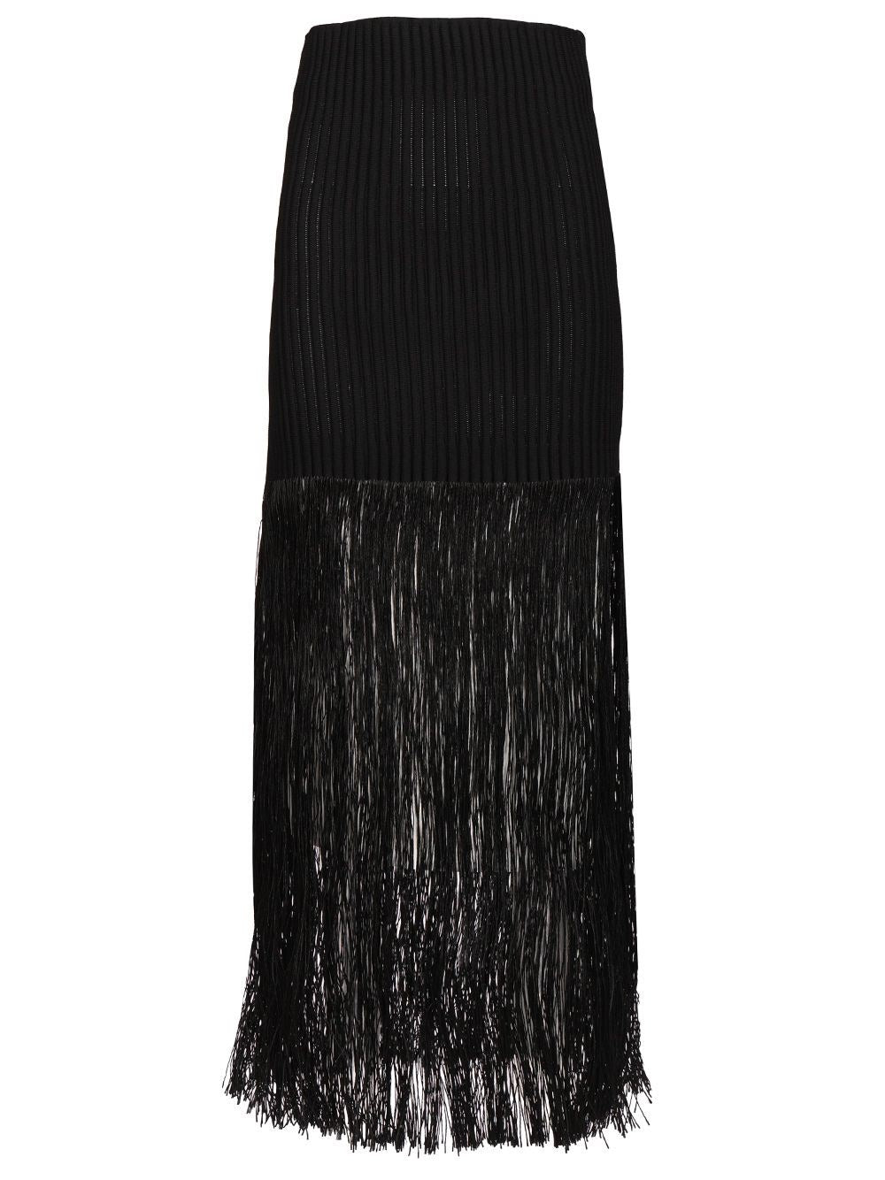 Alaïa Tube Skirt With Fringes - Black