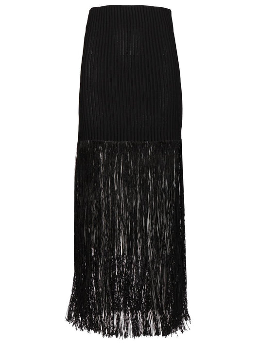 Alaïa Tube Skirt With Fringes - Black
