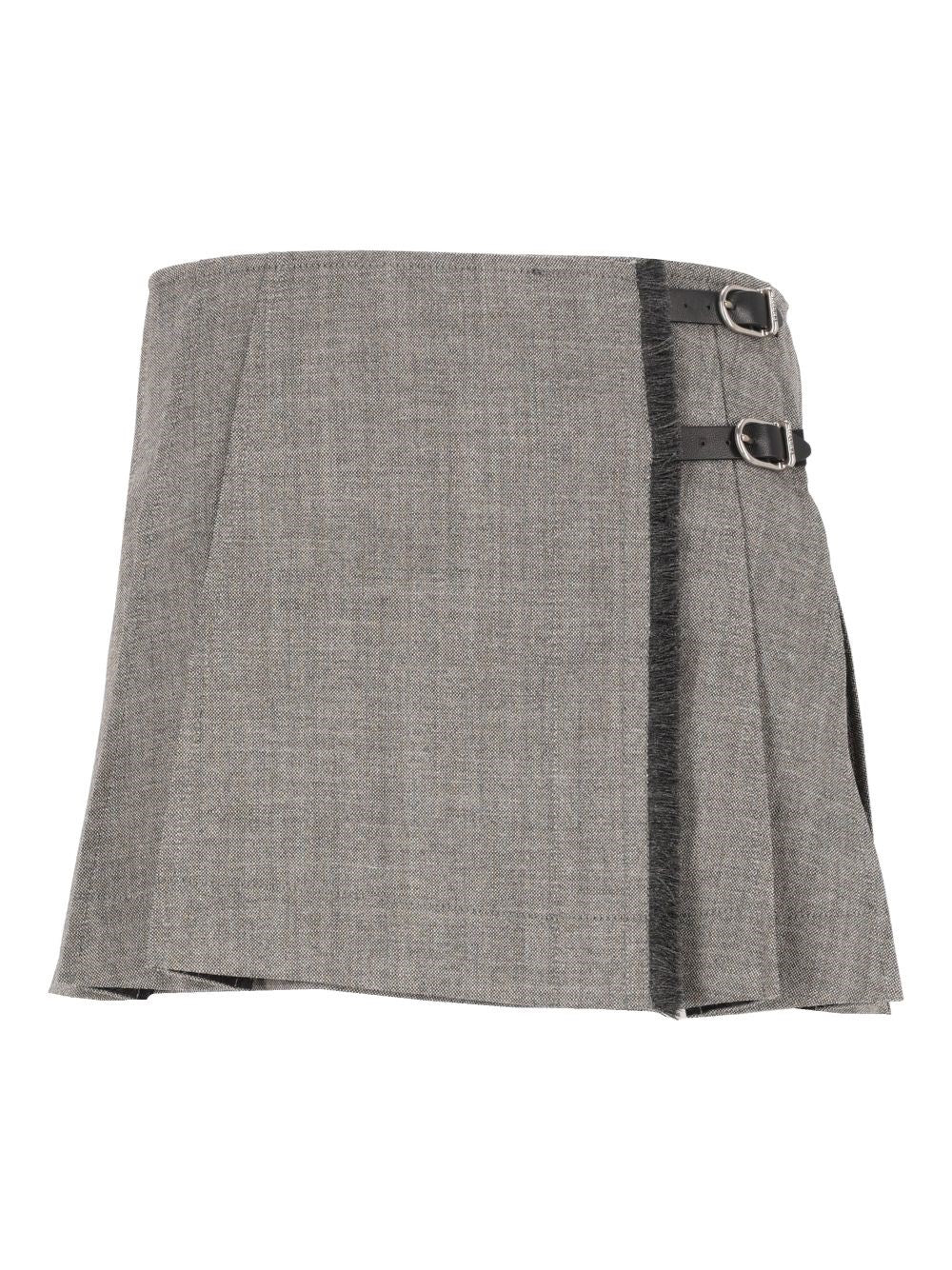 Durazzi Milano Mini Skirt Kilt In Virgin Wool - Grey