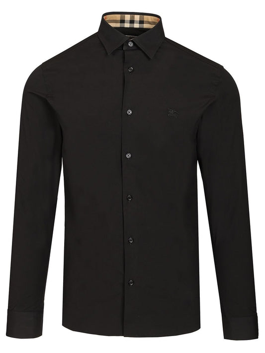 Burberry Slim Fit Stretch Cotton Shirt - Black