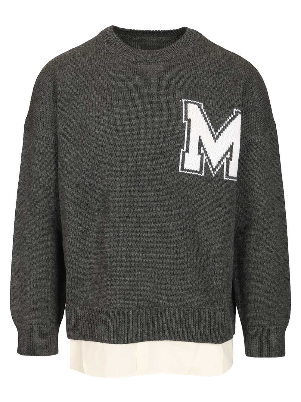 Mm6 Maison Margiela Two-In-One College Style Sweater - Grey