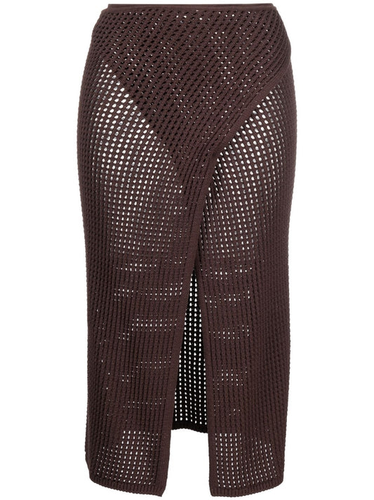 Andreādamo Wrap Midi Skirt - Brown
