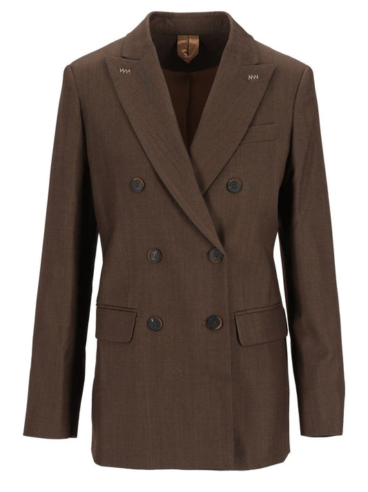 Max Mara Double-Breasted Wool Gabardine Blazer - Brown