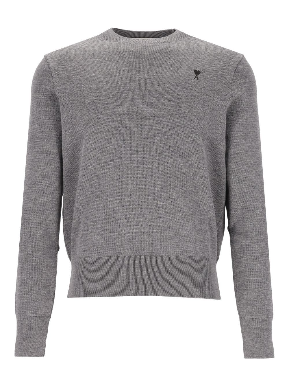 Ami Crew Neck Sweater Ami De Cœur - Grey