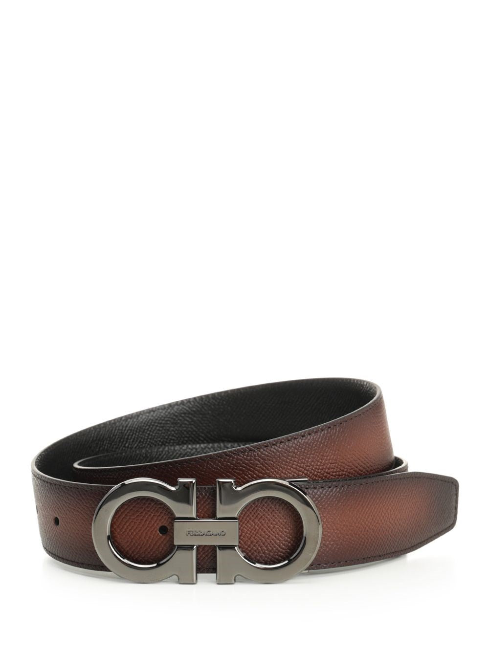 Ferragamo Reversible And Adjustable "Gancini" Belt - Black
