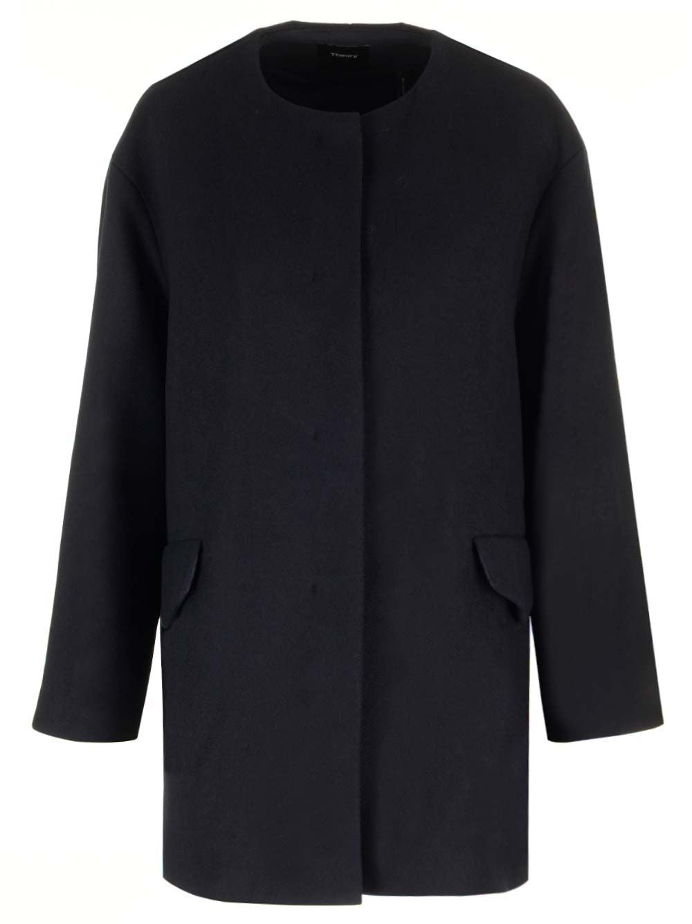 Theory Blue Crew Neck Coat