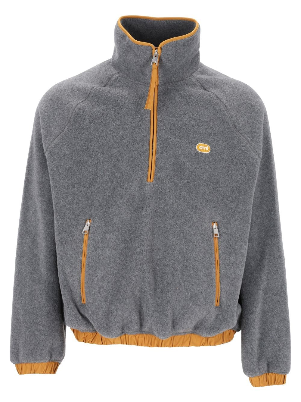 Ami Half Zip Fleece Sweatshirt - Grey