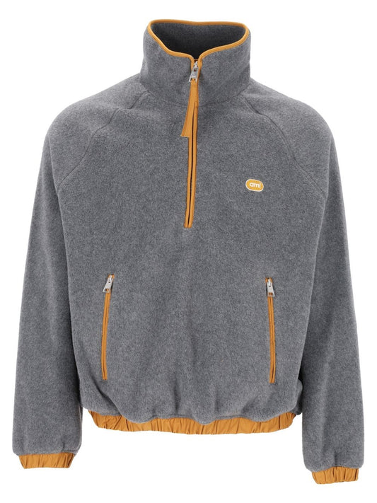Ami Half Zip Fleece Sweatshirt - Grey