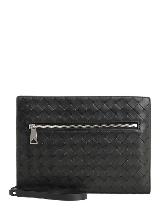 Bottega Veneta Small Woven Document Holder - Black