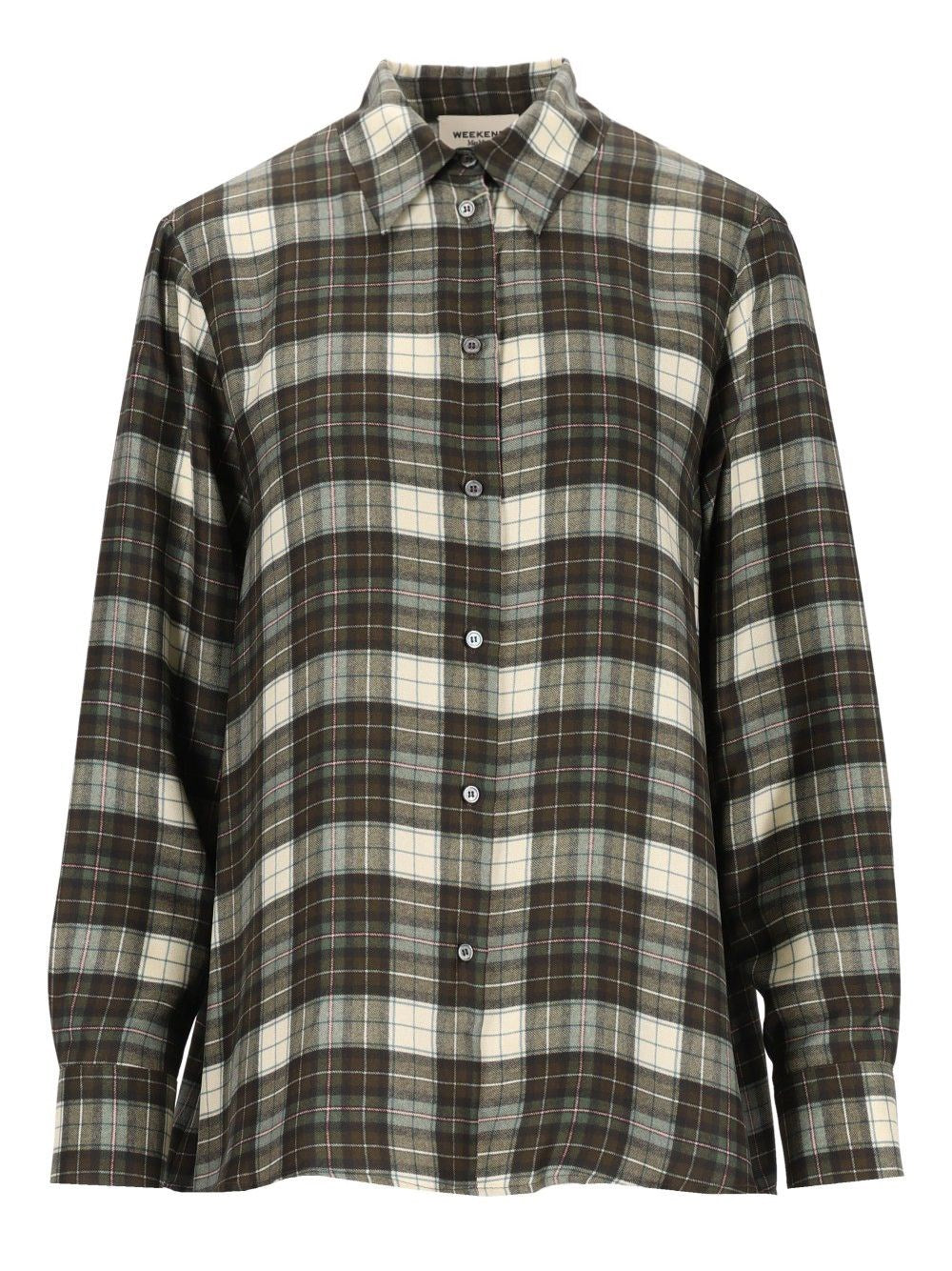 Weekend Max Mara Check Silk Twill Shirt - Green