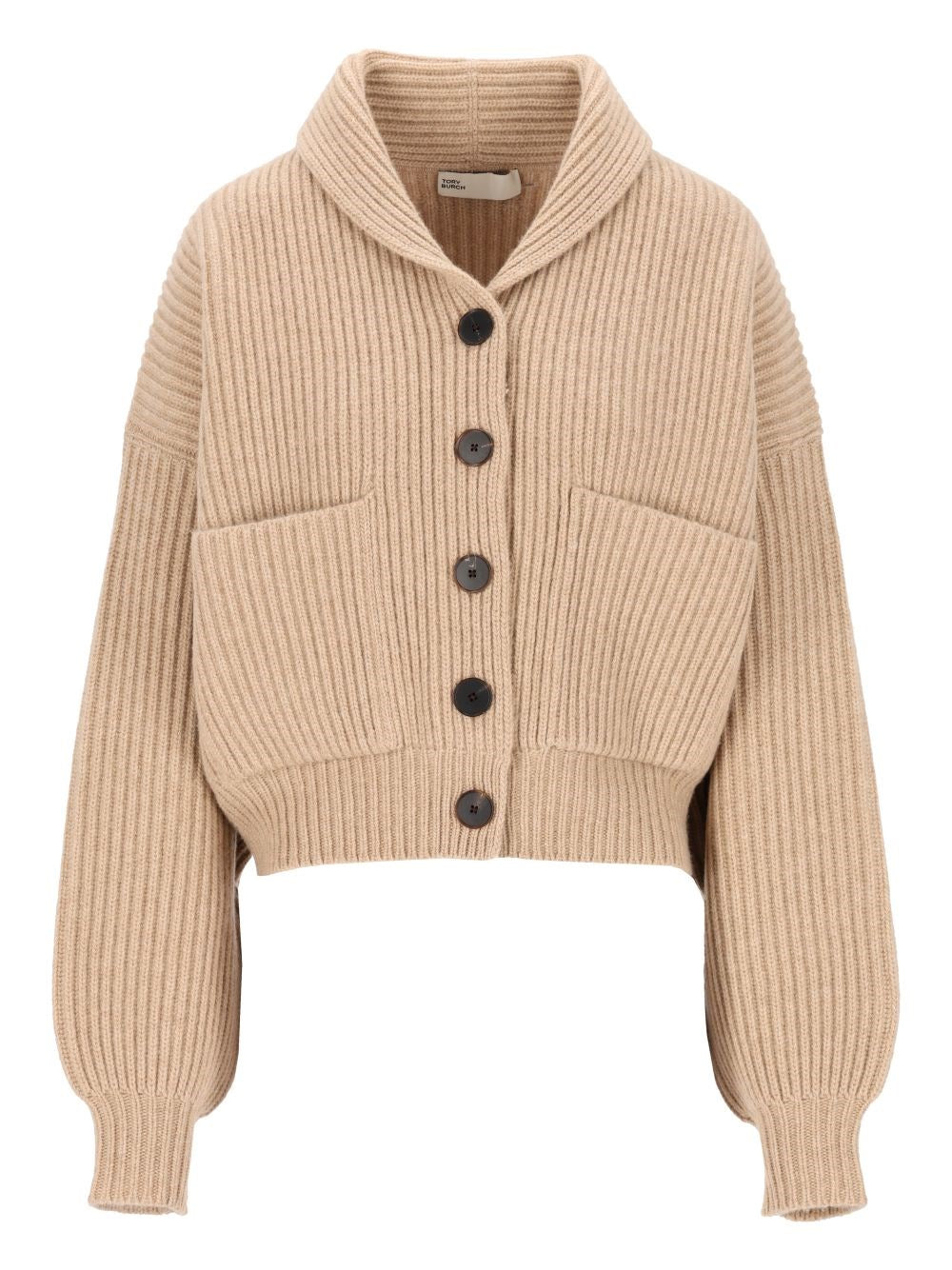 Tory Burch Cropped Wool Cardigan - Beige