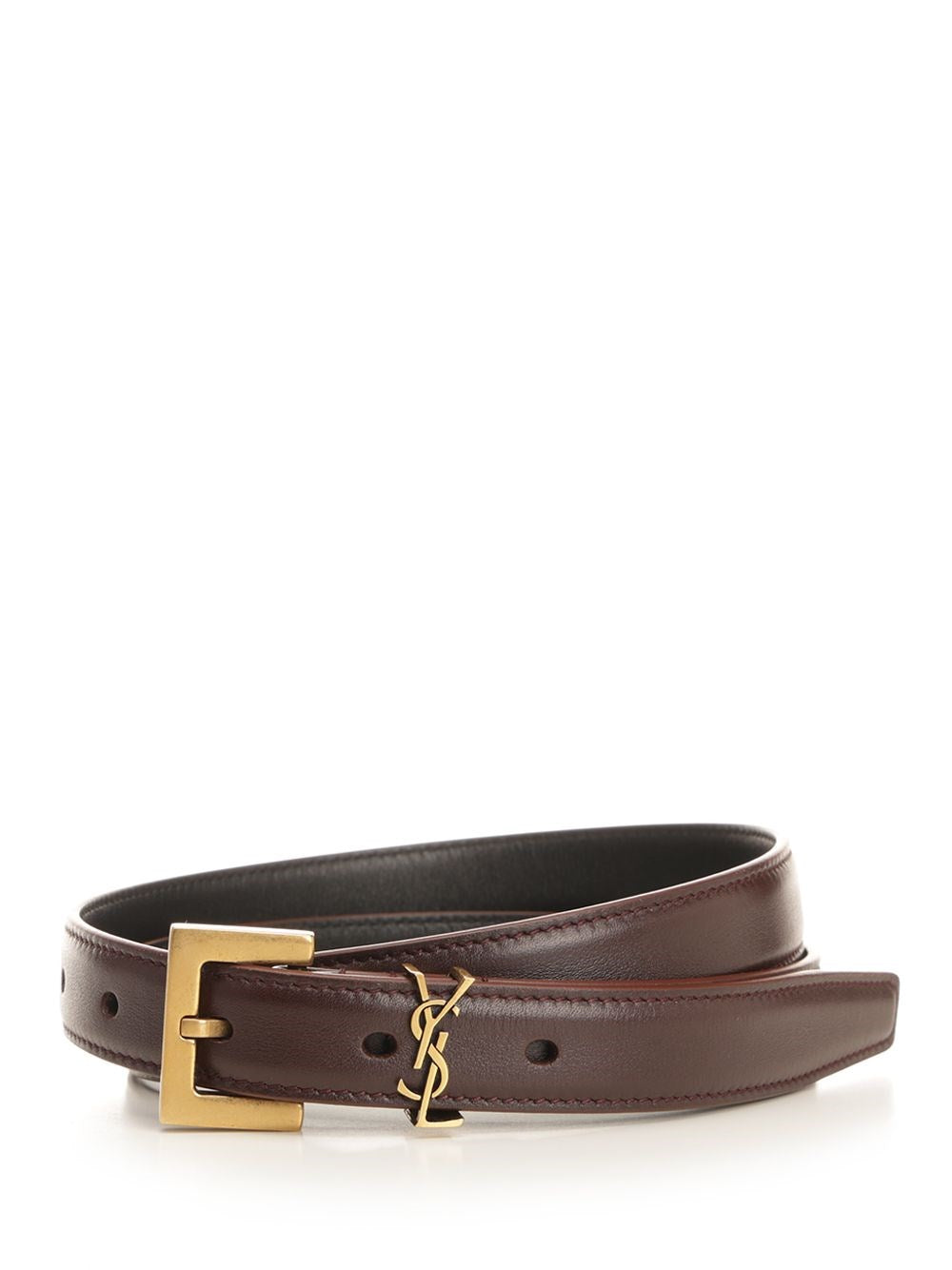 Saint Laurent Thin "Cassandre" Belt - Brown