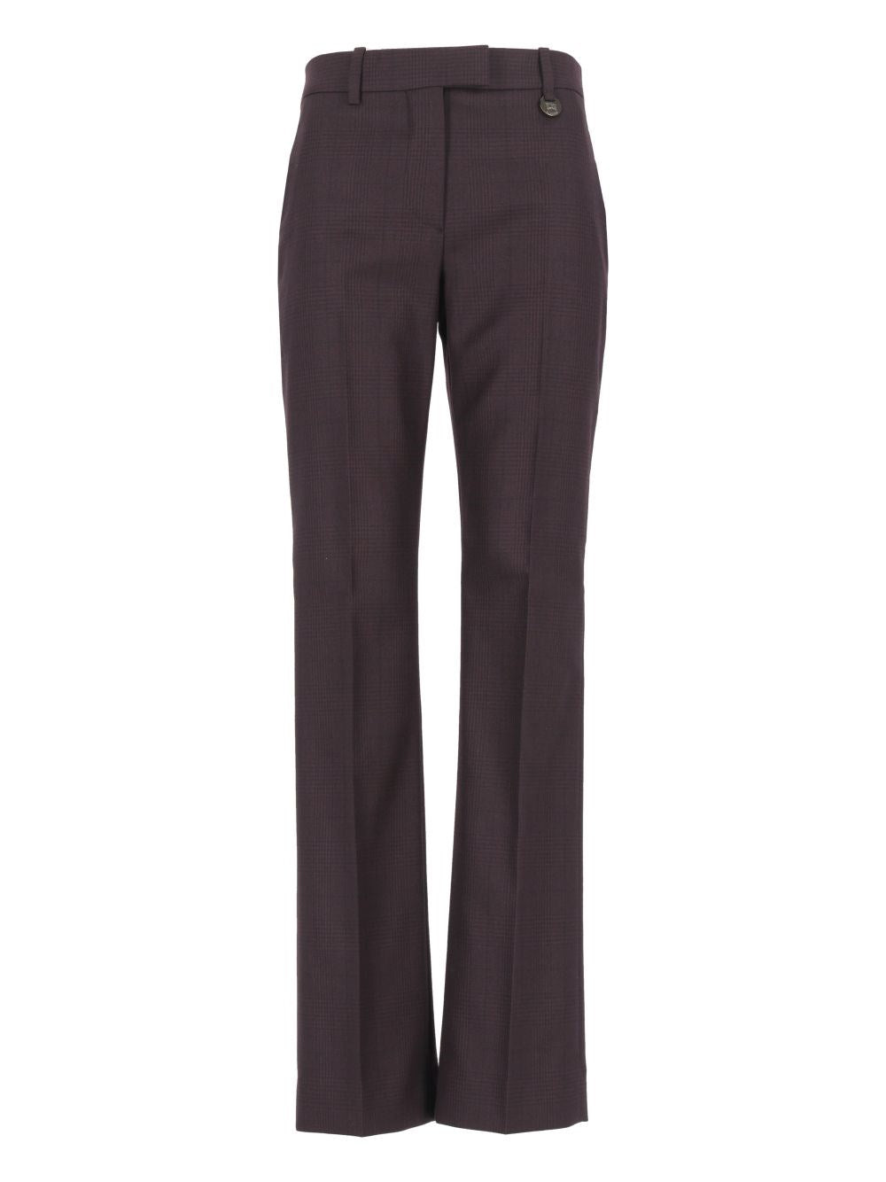 Burberry Check Wool Tailored Trousers - Brown