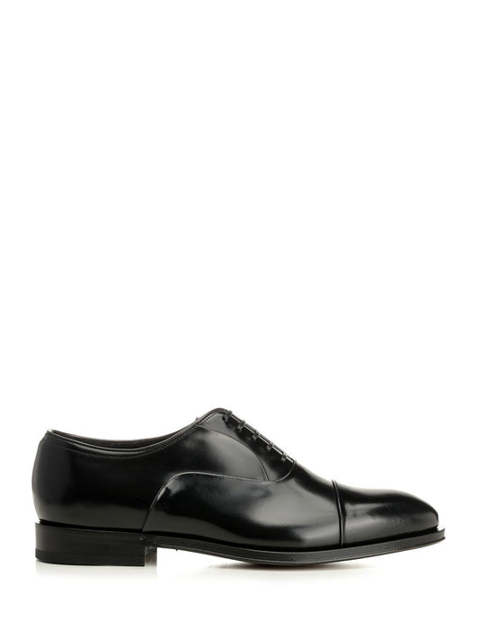 Ferragamo Oxford With Toe Cap - Black