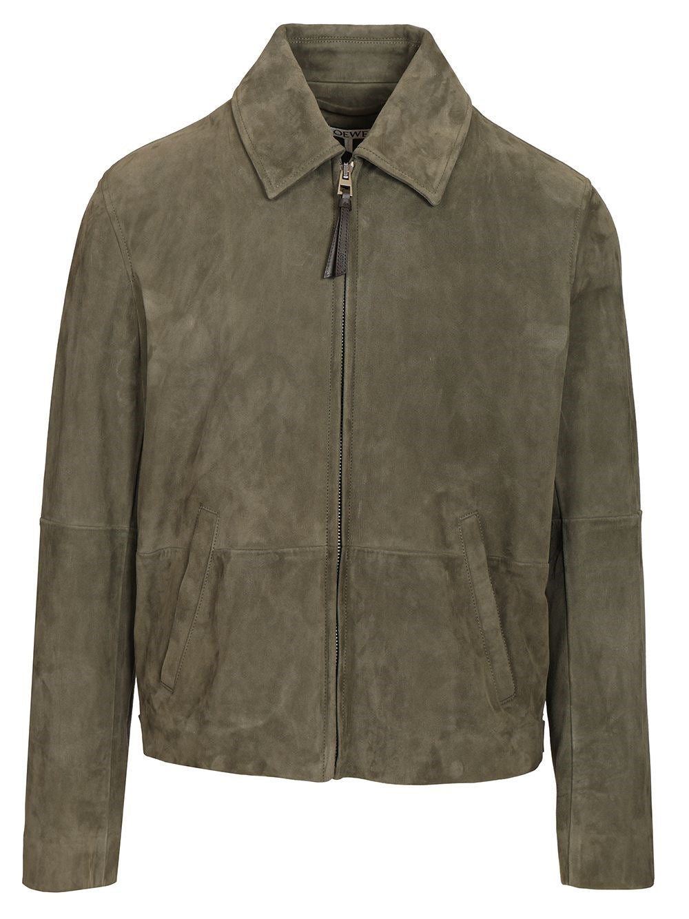 Loewe Suede Lambskin Zip-Up Jacket - Green