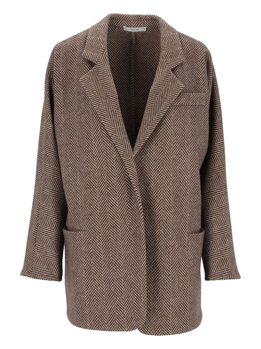 Dusan Oversized Herringbone Jacket - Beige