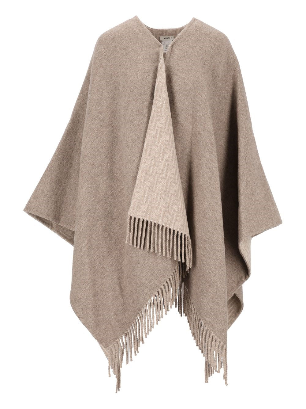 Fendi Wool And Cashmere Poncho Ff Zucca - Grey