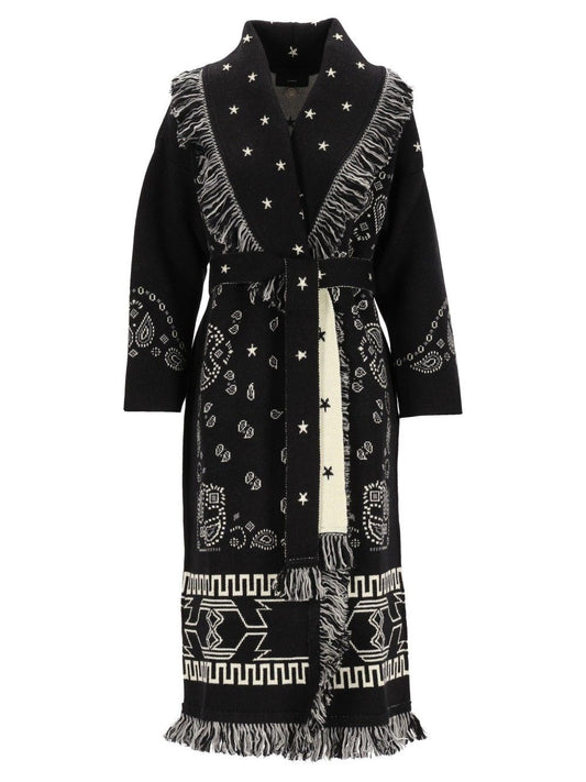 Alanui Bandana Wool Coat - Black