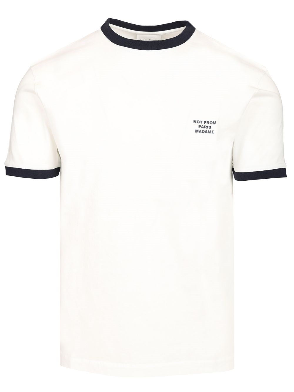 Drole De Monsieur Contrast Slogan T-Shirt - White