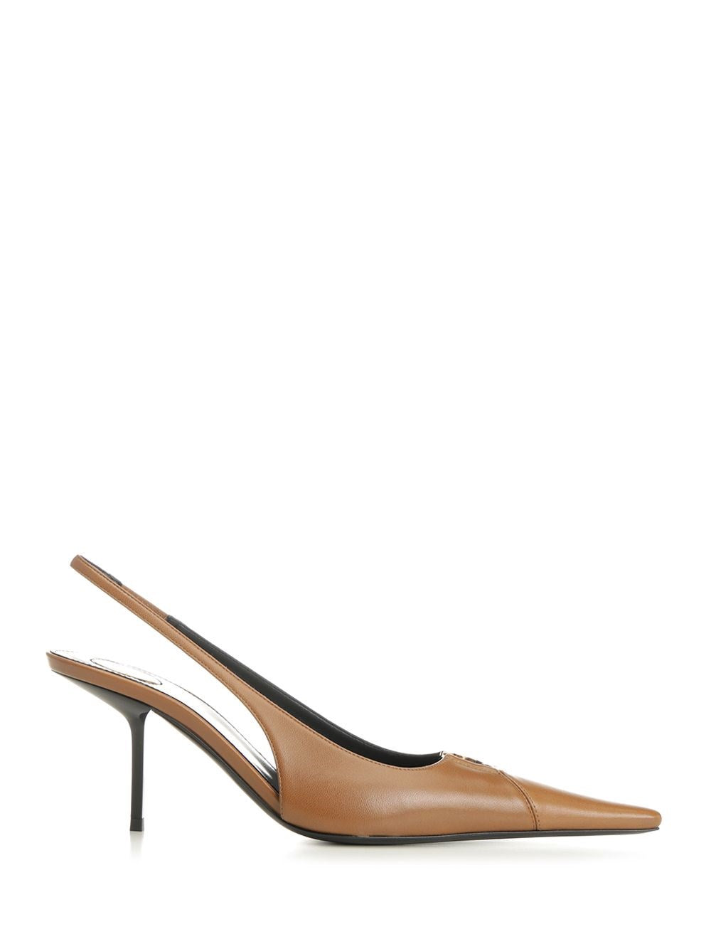 Saint Laurent Open Back Pumps "Babylone Breteuil" In Leather - Brown