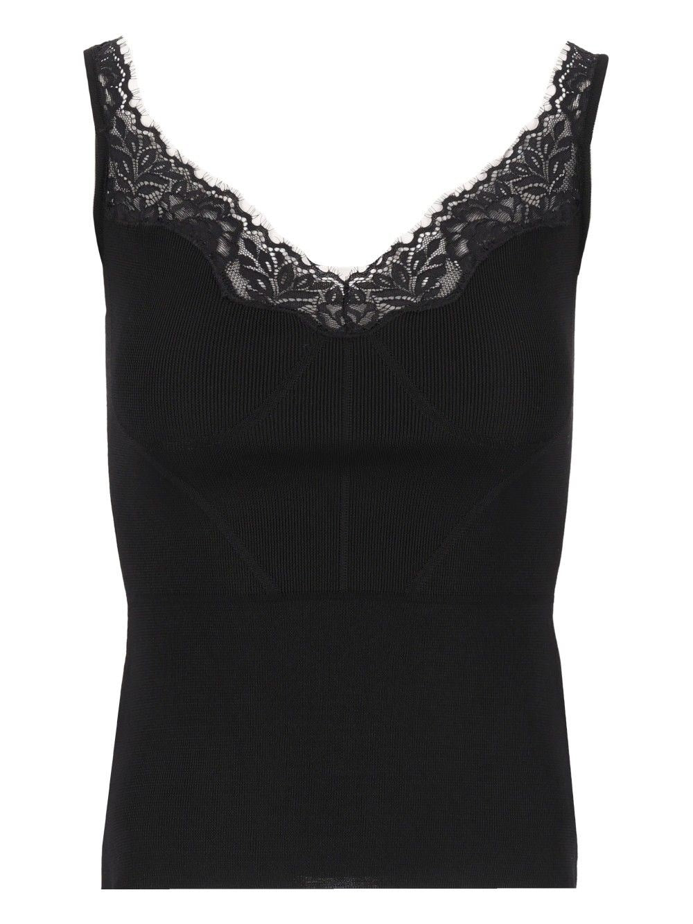 Self-Portrait Sleeveless Knit Top - Black