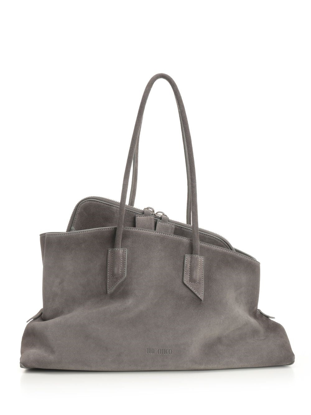 The Attico La Passeggiata Medium Suede Bag - Grey